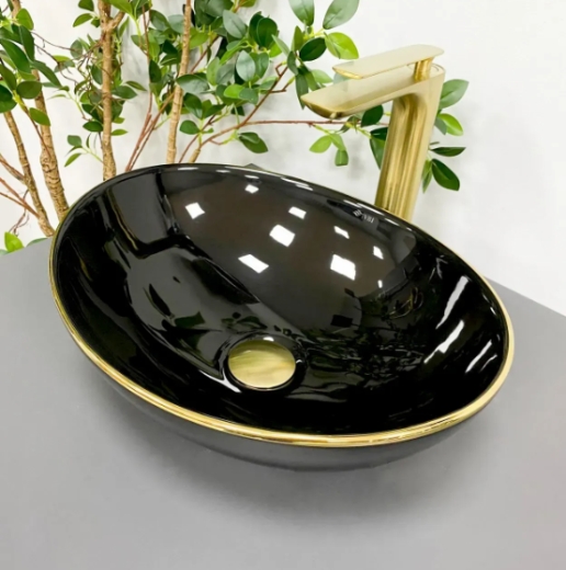 Умивальник (раковина) VBI PARMA BLACK GOLD EDGE накладний VBI-011012 - 1