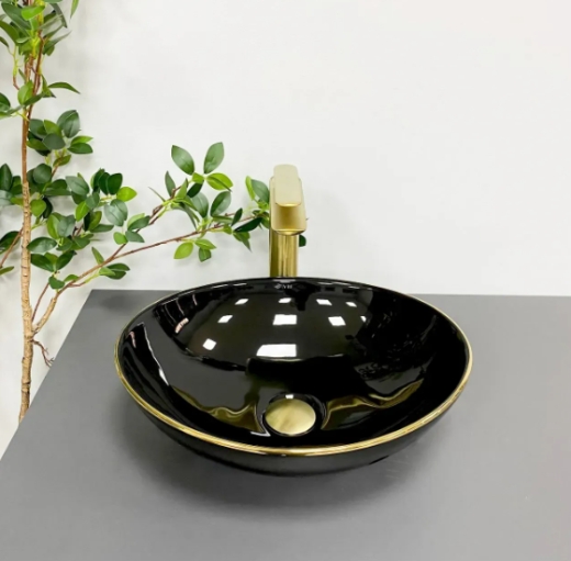 Умивальник (раковина) VBI PARMA BLACK GOLD EDGE накладний VBI-011012 - 3
