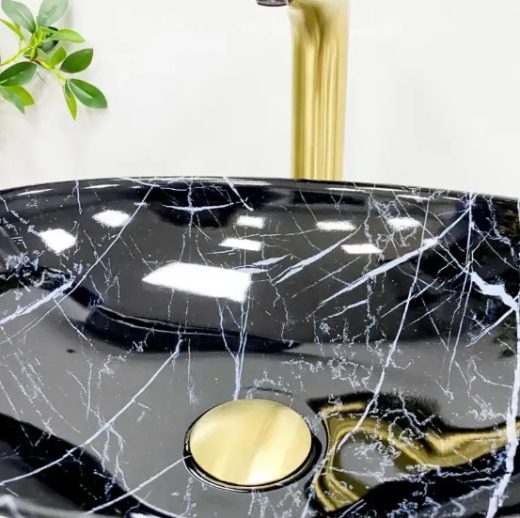 Умывальник (раковина) VBI PARMA BLACK STONE GLOSSY накладной VBI-011014 - 3