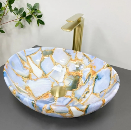 Умывальник (раковина) VBI PARMA MARBLE BLUE GLOSSY накладной VBI-011016 - 3