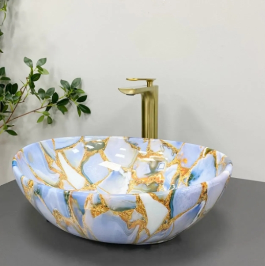 Умывальник (раковина) VBI PARMA MARBLE BLUE GLOSSY накладной VBI-011016 - 4