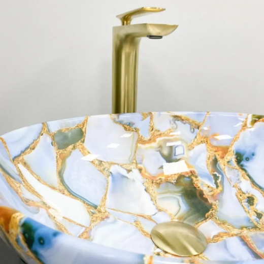Умывальник (раковина) VBI PARMA MARBLE BLUE GLOSSY накладной VBI-011016 - 5