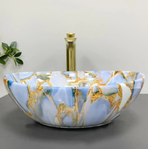 Умывальник (раковина) VBI PARMA MARBLE BLUE GLOSSY накладной VBI-011016 - 6