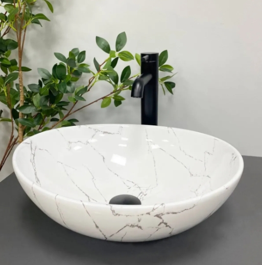 Умывальник (раковина) VBI PARMA WHITE STONE GLOSSY накладной VBI-011017 - 2