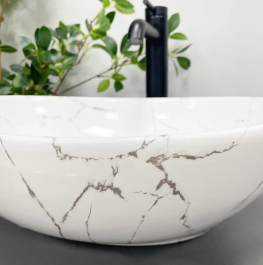 Умывальник (раковина) VBI PARMA WHITE STONE GLOSSY накладной VBI-011017 - 4