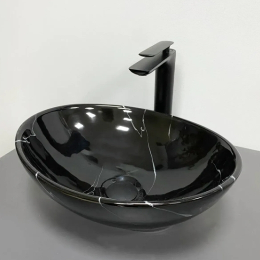 Умивальник (раковина) VBI PARMA BLACK MARMO GLOSSY накладний VBI-011023 - 1
