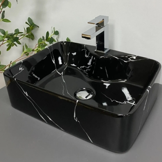 Умывальник (раковина) VBI FORLI BLACK MARMO GLOSSY накладной VBI-011107 - 1