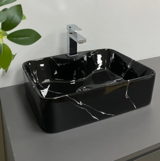 Умывальник (раковина) VBI FORLI BLACK MARMO GLOSSY накладной VBI-011107 - 2
