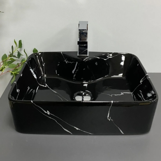 Умывальник (раковина) VBI FORLI BLACK MARMO GLOSSY накладной VBI-011107 - 5