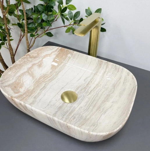 Умывальник (раковина) VBI RAVENNA TRAVERTINE GLOSSY накладной VBI-011204 - 4