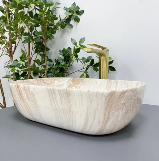Умывальник (раковина) VBI RAVENNA TRAVERTINE GLOSSY накладной VBI-011204 - 5