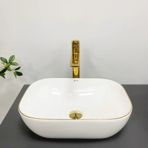 Умивальник (раковина) VBI RAVENNA WHITE GOLD EDGE накладний VBI-011218 - 2