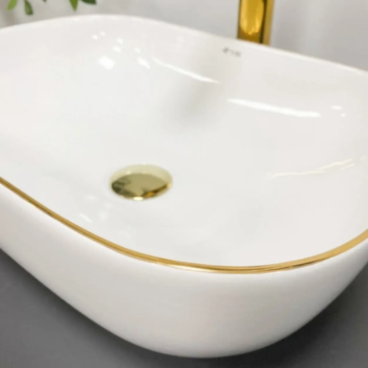 Умивальник (раковина) VBI RAVENNA WHITE GOLD EDGE накладний VBI-011218 - 3