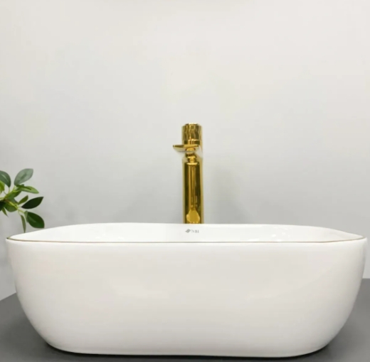 Умивальник (раковина) VBI RAVENNA WHITE GOLD EDGE накладний VBI-011218 - 4