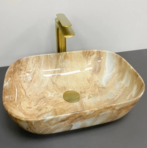 Умивальник (раковина) VBI RAVENNA BROWN ONYX GLOSSY накладний VBI-011223 - 1