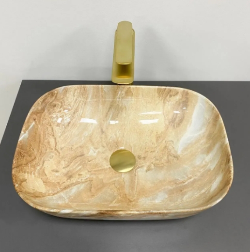 Умивальник (раковина) VBI RAVENNA BROWN ONYX GLOSSY накладний VBI-011223 - 2