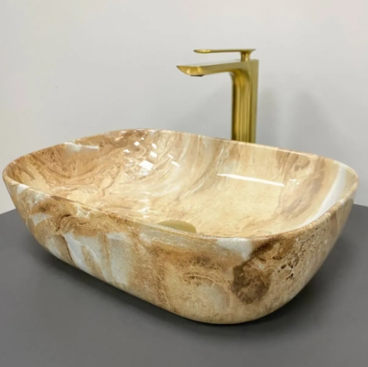 Умивальник (раковина) VBI RAVENNA BROWN ONYX GLOSSY накладний VBI-011223 - 3
