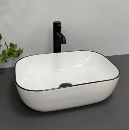Умывальник (раковина) VBI RAVENNA WHITE BLACK EDGE накладной VBI-011224 - 3