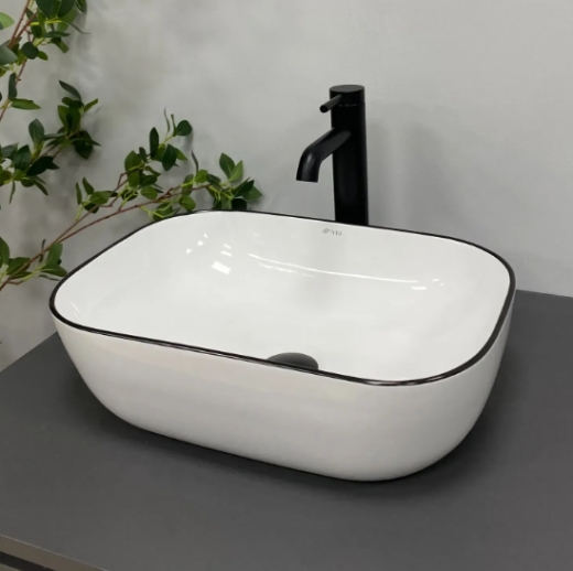 Умывальник (раковина) VBI RAVENNA WHITE BLACK EDGE накладной VBI-011224 - 4