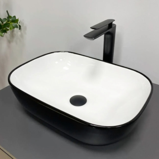 Умывальник (раковина) VBI RAVENNA BLACK WHITE GLOSSY накладной (VBI-011226) - 1