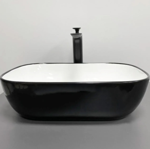 Умывальник (раковина) VBI RAVENNA BLACK WHITE GLOSSY накладной (VBI-011226) - 3