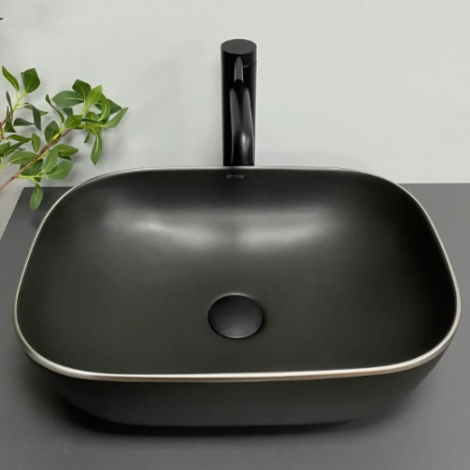 Умывальник (раковина) VBI RAVENNA BLACK MATT SILVER EDGE накладной (VBI-011229) - 1
