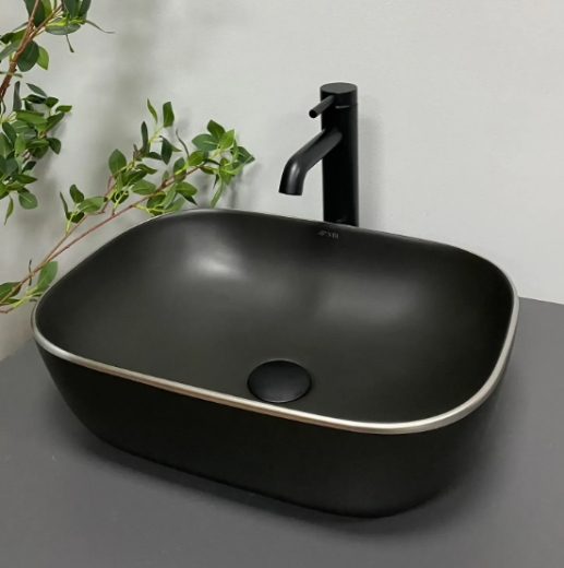 Умывальник (раковина) VBI RAVENNA BLACK MATT SILVER EDGE накладной (VBI-011229) - 3
