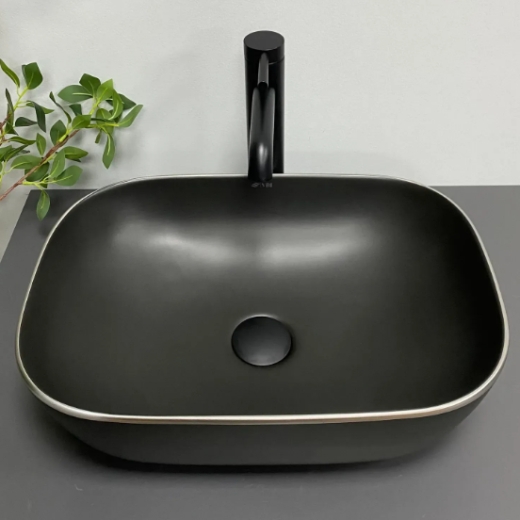 Умывальник (раковина) VBI RAVENNA BLACK MATT SILVER EDGE накладной (VBI-011229) - 4