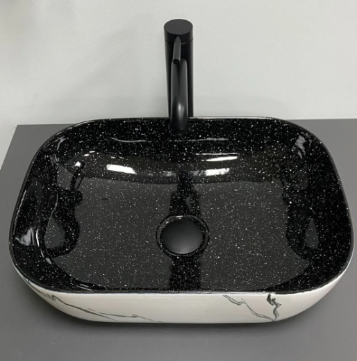 Умивальник (раковина) VBI RAVENNA WHITE BLACK MARMO накладний (VBI-011230) - 3