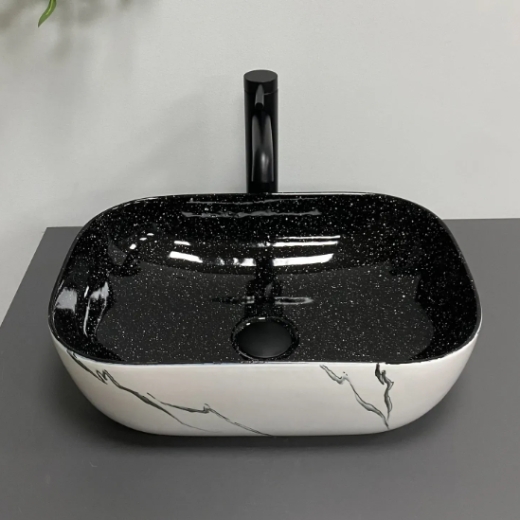 Умивальник (раковина) VBI RAVENNA WHITE BLACK MARMO накладний (VBI-011230) - 5