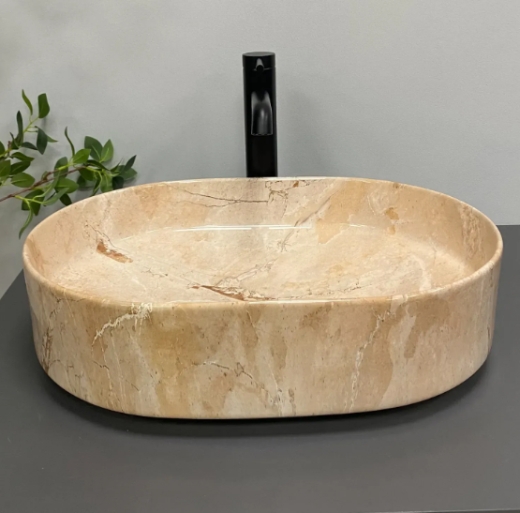 Умивальник (раковина) VBI VERONA 50 TRAVERTINE GLOSSY накладний (VBI-011326) - 3