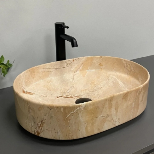 Умивальник (раковина) VBI VERONA 50 TRAVERTINE GLOSSY накладний (VBI-011326) - 5