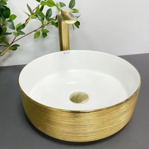 Умывальник (раковина) VBI PRATO BRUSH GOLD WHITE накладной (VBI-011408) - 3
