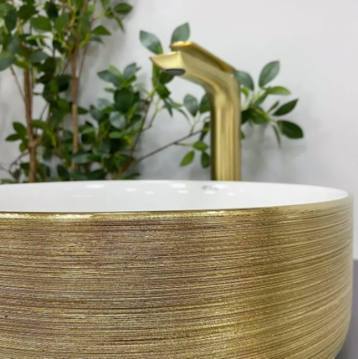Умывальник (раковина) VBI PRATO BRUSH GOLD WHITE накладной (VBI-011408) - 6