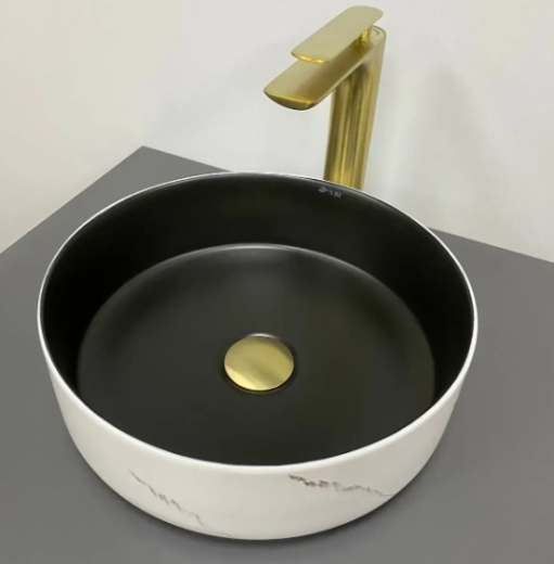 Умивальник (раковина) VBI PRATO WHITE BLACK MARBLE MATT накладний (VBI-011409) - 1