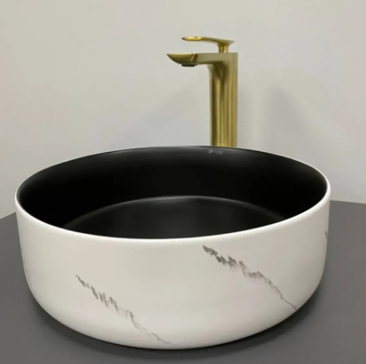 Умивальник (раковина) VBI PRATO WHITE BLACK MARBLE MATT накладний (VBI-011409) - 2