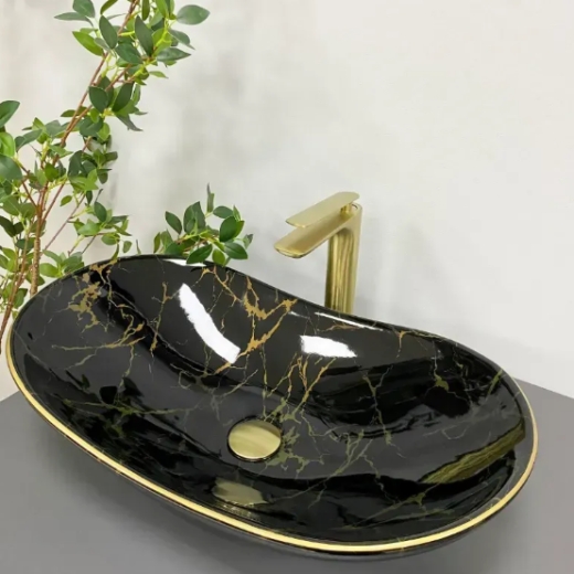 Умывальник (раковина) VBI TURIN MARBLE BLACK GLOSSY накладной (VBI-011505) - 1