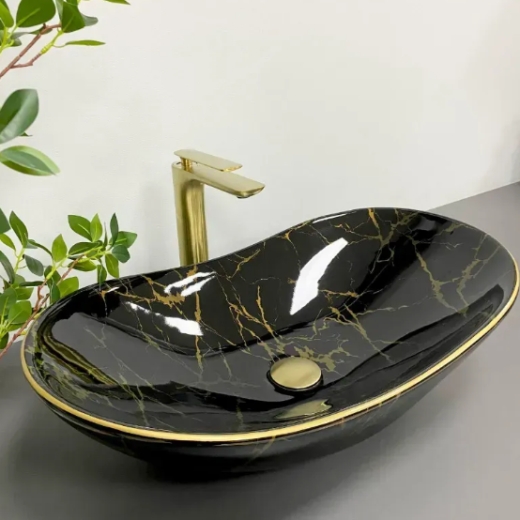 Умывальник (раковина) VBI TURIN MARBLE BLACK GLOSSY накладной (VBI-011505) - 2