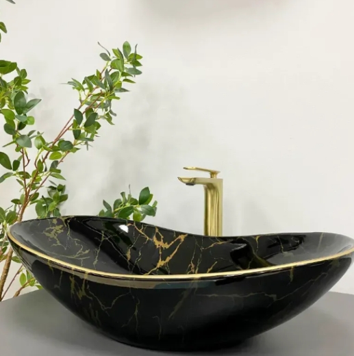 Умывальник (раковина) VBI TURIN MARBLE BLACK GLOSSY накладной (VBI-011505) - 3