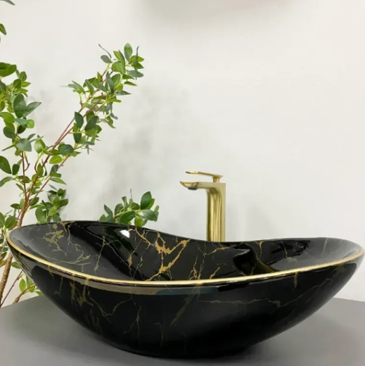 Умывальник (раковина) VBI TURIN MARBLE BLACK GLOSSY накладной (VBI-011505) - 4