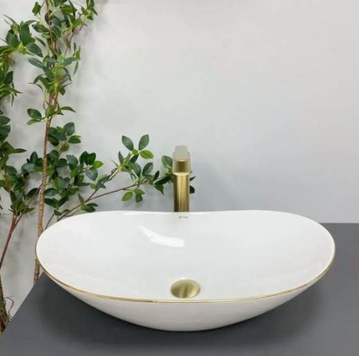 Умивальник (раковина) VBI TURIN WHITE GOLD EDGE накладний (VBI-011508 - 1