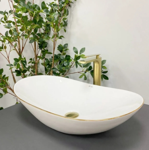 Умивальник (раковина) VBI TURIN WHITE GOLD EDGE накладний (VBI-011508 - 4