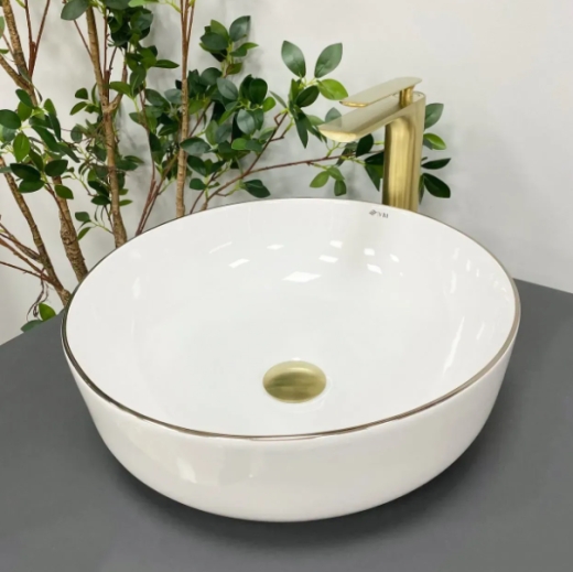 Умывальник (раковина) VBI BARI S WHITE GOLD EDGE накладной VBI-011605 - 1