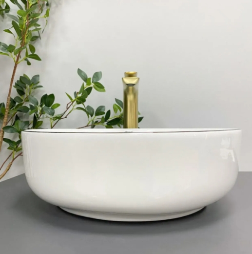Умывальник (раковина) VBI BARI S WHITE GOLD EDGE накладной VBI-011605 - 2