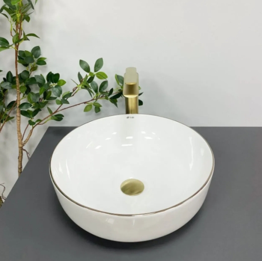 Умывальник (раковина) VBI BARI S WHITE GOLD EDGE накладной VBI-011605 - 3