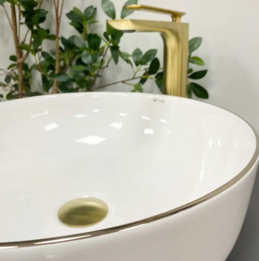 Умывальник (раковина) VBI BARI S WHITE GOLD EDGE накладной VBI-011605 - 4