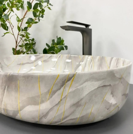 Умивальник (раковина) VBI UDINE STONE GLOSSY накладний VBI-012102 - 5