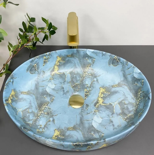 Умивальник (раковина) VBI UDINE MARBLE BLUE MATT накладний VBI-012103 - 3
