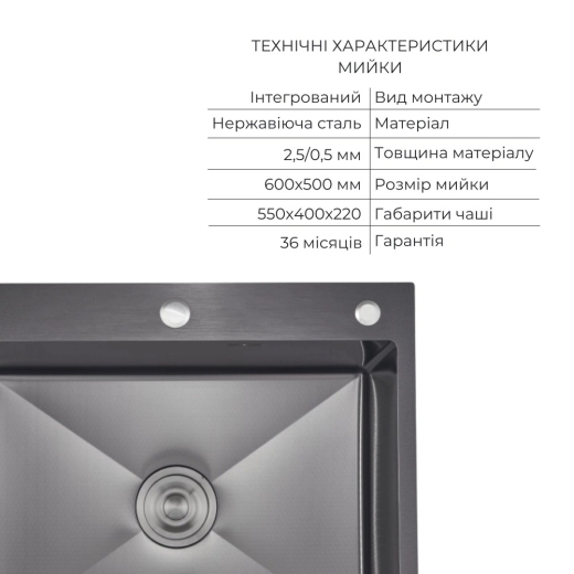 Комплект Lidz Handmade H6050HB Мойка для кухни интегрированная Decor Black PVD Honeycomb в комплекте с дозатором + LIDZK01B Корзина для кухонной мойки (LDH6050BDECPVD4837149129) - 3