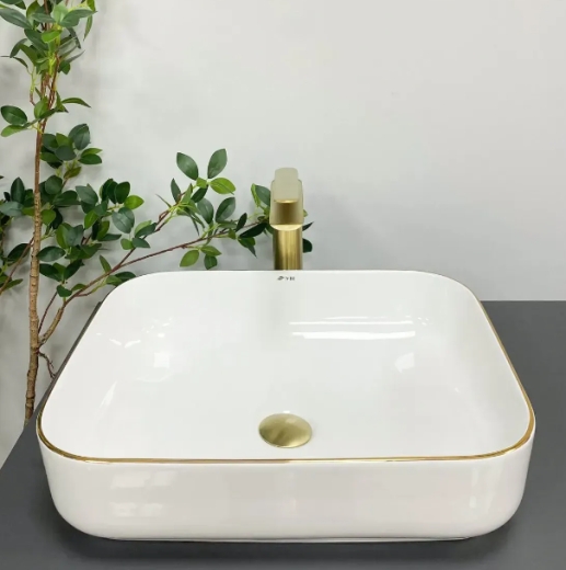 Умывальник (раковина) VBI PALERMO WHITE GOLD EDGE накладной VBI-012308 - 4